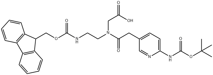 N-(2-((((9H-芴-9-基)甲氧基)羰基)氨基)乙基)-N-(2-(6-((叔丁氧基羰基)氨基)吡啶-3-基)乙酰基)甘氨酸 结构式