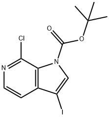 7-Chloro-3-iodo-pyrrolo[2,3-c]pyridine-1-carboxylic acid tert-butyl ester Struktur