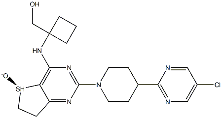 [1-({(5R)-2-[4-(5-chloropyrimidin-2-yl)piperidin-1-yl]-5-oxido-6,7-dihydrothieno[3,2-d]pyrimidin-4-yl}amino)cyclobutyl]methanol Struktur