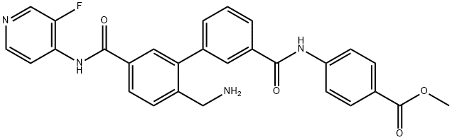 methyl 4-({3-[2-(aminomethyl)-5-[(3-fluoropyridin-4-yl)carbamoyl]phenyl]phenyl}amido)benzoate 结构式