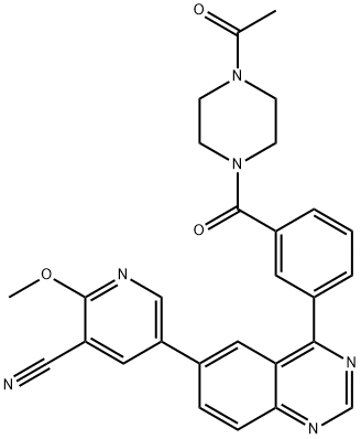 5-[4-[3-[(4-Acetyl-1-piperazinyl)carbonyl]phenyl]-6-quinazolinyl]-2-methoxy-3-pyridinecarbonitrile Structure