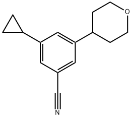 3-(4-Tetrahydropyranyl)-5-(cyclopropyl)benzonitrile Structure