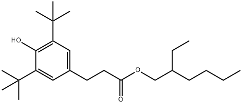 Benzenepropanoic acid, 3,5-bis(1,1-dimethylethyl)-4-hydroxy-, 2-ethylhexyl ester Structure