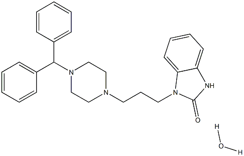 1-{3-[4-(diphenylmethyl)piperazin-1-yl]propyl}-2,3-dihydro-1H-1,3-benzodiazol-2-one hydrate Struktur