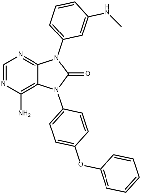 6-amino-9-(3-(methylamino)phenyl)-7-(4-phenoxyphenyl)-7H-purin-8(9H)-one 结构式