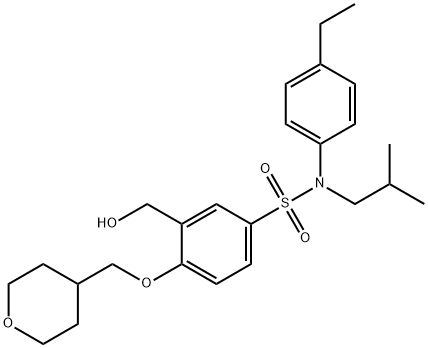 N-(4-ethylphenyl)-3-(hydroxymethyl)-N-isobutyl-4-((tetrahydro-2H-pyran-4-yl)methoxy)benzenesulfonamide Structure