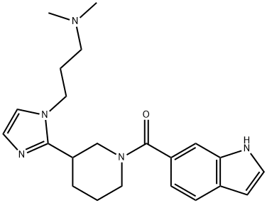 [3-[1-[3-(二甲氨基)丙基]-2-咪唑基]-1-哌啶基](6-吲哚基)甲酮, 1497695-01-8, 结构式