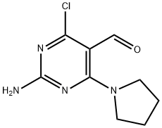 2-AMINO-4-CHLORO-6-PYRROLIDIN-1-YLPYRIMIDINE-5-CARBALDEHYDE, 155087-33-5, 结构式