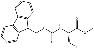 L-2-(9H-芴-9-甲氧基羰基氨基)-3-碘丙酸甲酯 结构式