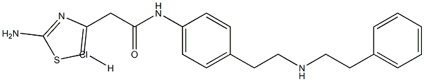2-(2-aminothiazol-4-yl)-N-(4-(2-(phenethylamino)ethyl)phenyl)acetamide hydrochloride 化学構造式