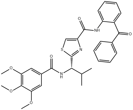 4-Thiazolecarboxamide, N-(2-benzoylphenyl)-2-[(1S)-2-methyl-1-[(3,4,5-trimethoxybenzoyl)amino]propyl]- Structure