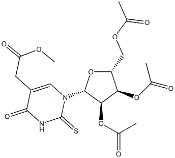2',3',5'-Tri-O-acetyl-5-methoxycarbonylmethyl-2-thiouridine Struktur