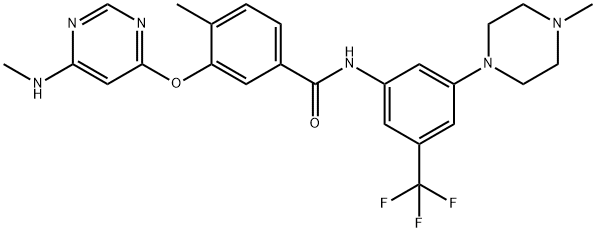 4-Methyl-3-[[6-(methylamino)-4-pyrimidinyl]oxy]-N-[3-(4-methyl-1-piperazinyl)-5-(trifluoromethyl)phenyl]benzamide Struktur