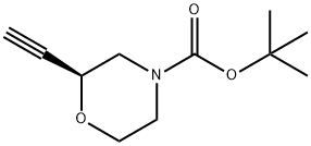 4-Morpholinecarboxylic acid, 2-ethynyl-, 1,1-dimethylethyl ester, (2S)- 化学構造式