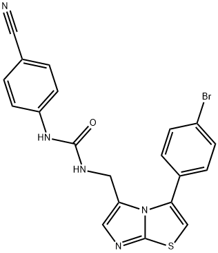 1-((3-(4-bromophenyl)imidazo[2,1-b]thiazol-5-yl)methyl)-3-(4-cyanophenyl)urea,1622922-42-2,结构式