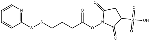2,5-Dioxo-1-(4-(pyridin-2-yldisulfanyl)butanoyloxy)pyrrolidine-3-sulfonic acid 化学構造式