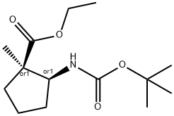 Cis-2-tert-Butoxycarbonylamino-1-methyl-cyclopentanecarboxylic acid, 1638974-38-5, 结构式