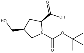 (4S)-1-BOC-4-(羟甲基)-L-脯氨酸,1643468-66-9,结构式