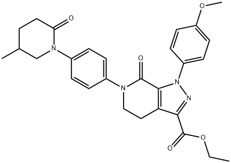 1H-Pyrazolo[3,4-c]pyridine-3-carboxylic acid, 4,5,6,7-tetrahydro-1-(4-methoxyphenyl)-6-[4-(5-methyl-2-oxo-1-piperidinyl)phenyl]-7-oxo-, ethyl ester Structure