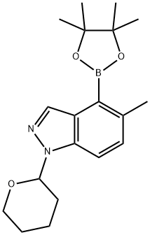 5-甲基-1-(四氢-2H-吡喃-2-基)-4-(4,4,5,5-四甲基-1,3,2-二噁硼烷-2-基)-1H-吲唑,1698028-42-0,结构式