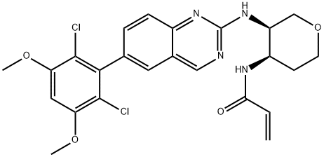 N-((3R,4R)-3-((6-(2,6-dichloro-3,5-dimethoxyphenyl)quinazolin-2-yl)amino)tetrahydro-2H-pyran-4-yl)acrylamide Struktur