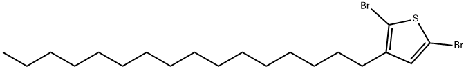 2,5-ジブロモ-3-ヘキサデシルチオフェン 化学構造式