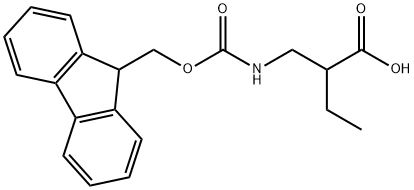 2-[({[(9H-fluoren-9-yl)methoxy]carbonyl}amino)methyl]butanoic acid Struktur