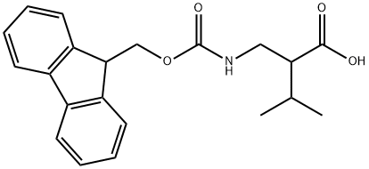 2-[({[(9H-fluoren-9-yl)methoxy]carbonyl}amino)methyl]-3-methylbutanoic acid Struktur