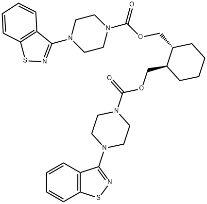 ((1R,2R)-cyclohexane-1,2-diyl)bis(methylene) bis(4-(benzo[d] isothiazol-3-yl)piperazine-1-carboxylate) Structure