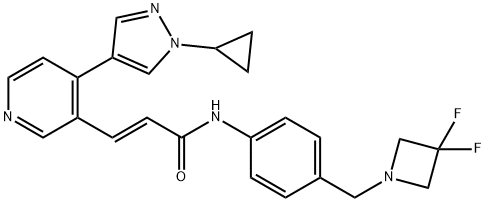(2E)-3-[4-(1-Cyclopropyl-1H-pyrazol-4-yl)-3-pyridinyl]-N-[4-[(3,3-difluoro-1-azetidinyl)methyl]phenyl]-2-propenamide,1818410-84-2,结构式