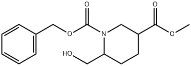 1-Benzyl 3-methyl 6-(hydroxymethyl)piperidine-1,3-dicarboxylate Struktur