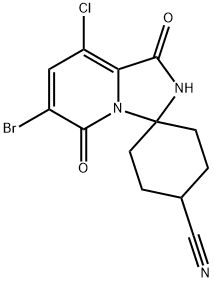 6'-Bromo-8'-chloro-1',5'-dioxo-1',5'-dihydro-2'H-spiro[cyclohexane-1,3'-imidazo[1,5-a]pyridine]-4-carbonitrile Structure