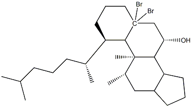 (1R,3aS,3bS,5R,5aR,7S,9aR,9bS,11aR)-5,5a-dibromo-9a,11a-dimethyl-1-[(2R)-6-methylheptan-2-yl]-hexadecahydro-1H-cyclopenta[a]phenanthren-7-ol Structure