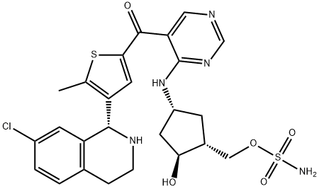 Sulfamic acid, [(1R,2S,4R)-4-[[5-[[4-[(1R)-7-chloro-1,2,3,4-tetrahydro-1-isoquinolinyl]-5-methyl-2-thienyl]carbonyl]-4-pyrimidinyl]amino]-2-hydroxycyclopentyl]methyl ester Structure