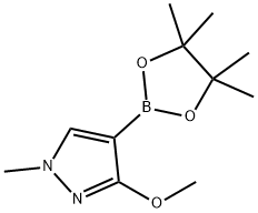 3-甲氧基-1-甲基-4-(4,4,5,5-四甲基-1,3,2-二氧杂硼杂环戊烷-2-基)-1H-吡唑, 1911653-28-5, 结构式