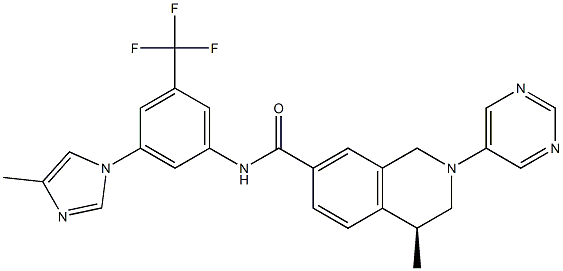 (4S)-4-methyl-N-[3-(4-methylimidazol-1-yl)-5-(trifluoromethyl)phenyl]-2-pyrimidin-5-yl-3,4-dihydro-1H-isoquinoline-7-carboxamide Structure