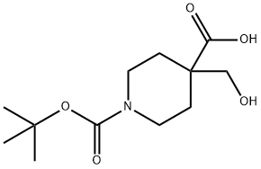 1-(tert-butoxycarbonyl)-4-(hydroxymethyl)piperidine-4-carboxylic acid Structure