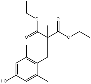 2-(4-hydroxy-2,6-dimethylbenzyl)-2-methylmalonic acid diethyl ester 结构式
