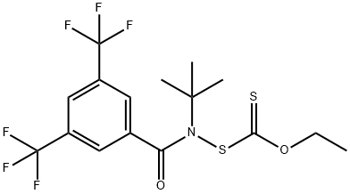 N-(tert-Butyl)-N-((ethoxycarbonothioyl)thio)-3,5-bis(trifluoromethyl)benzamide Structure