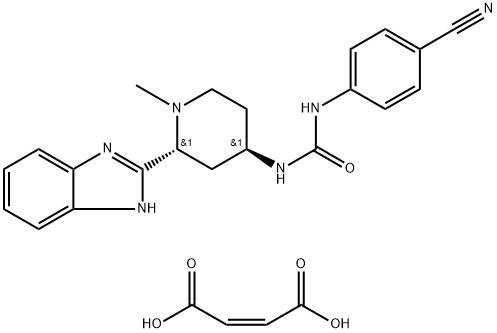 1-((2R,4R)-2-(1H-benzo[d]imidazol-2-yl)-1-methylpiperidin-4-yl)-3-(4-cyanophenyl)urea maleate Structure