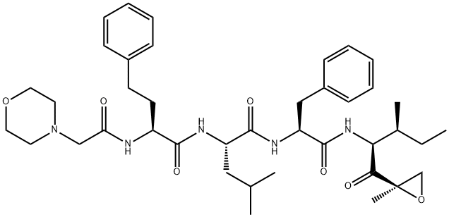 (S)-4-Methyl-N-((S)-1-(((2S,3S)-3-methyl-1-((R)-2-methyloxiran-2-yl)-1-oxopentan-2-yl)amino)-1-oxo-3-phenylpropan-2-yl)-2-((S)-2-(2-morpholinoacetamido)-4-phenylbutanamido)pentanamide Structure