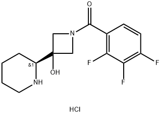 (S)-(3-羟基-3-(哌啶-2-基)氮杂丁烷-1-基)(2,3,4-三氟苯基)甲酮盐酸盐 结构式