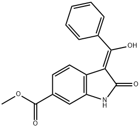 (Z)-methyl 3-(hydroxy(phenyl)methylene)-2-oxoindoline-6-carboxylate Struktur