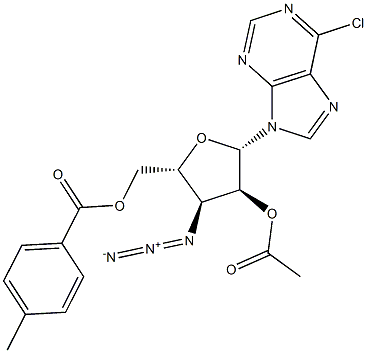 6-Chloro-9-[2-O-acetyl-5-O-(p-toluoyl)-3-azido-3-deoxy-beta-L-ribofuranosyl]-9H-purine Structure