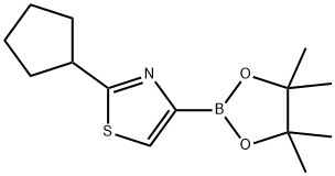 2-cyclopentyl-4-(4,4,5,5-tetramethyl-1,3,2-dioxaborolan-2-yl)thiazole, 2096336-90-0, 结构式