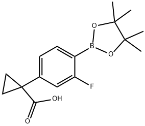 1-(3-氟-4-(4,4,5,5-四甲基-1,3,2-二氧硼杂环戊烷-2-基)苯基)环丙烷-1-羧酸, 2096998-21-7, 结构式