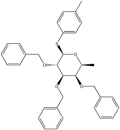 (2S,3R,4R,5S,6R)-3,4,5-tris(benzyloxy)-2-methyl-6-(p-tolylthio)tetrahydro-2H-pyran, 211801-54-6, 结构式