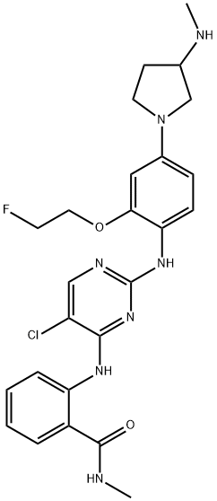 Benzamide, 2-[[5-chloro-2-[[2-(2-fluoroethoxy)-4-[3-(methylamino)-1-pyrrolidinyl]phenyl]amino]-4-pyrimidinyl]amino]-N-methyl- Structure