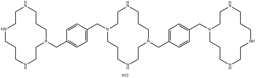1,8-bis(4-((1,4,8,11-tetraazacyclotetradecan-1-yl)methyl) benzyl)-1,4,8,11-tetraazacyclotetradecane dodecahydrochloride Struktur