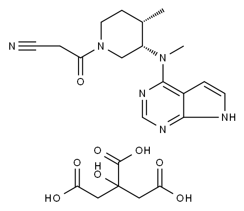 3-[(3S,4S)-4-methyl-3-[methyl({7H-pyrrolo[2,3-d]pyrimidin-4-yl})amino]piperidin-1-yl]-3-oxopropanenitrile 结构式